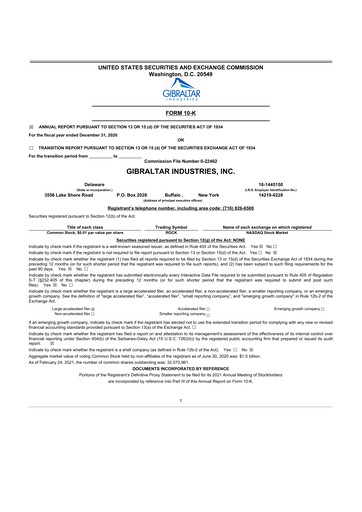 Thumbnail Gibraltar Industries
 10-K Annual Report 2020