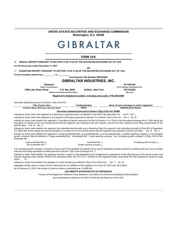 Thumbnail Gibraltar Industries
 10-K Annual Report 2021