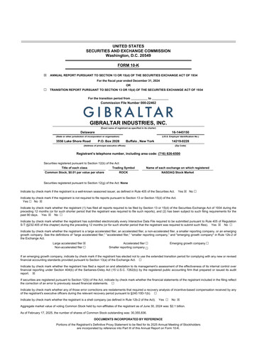 Thumbnail Gibraltar Industries
 10-K Annual Report 2024
