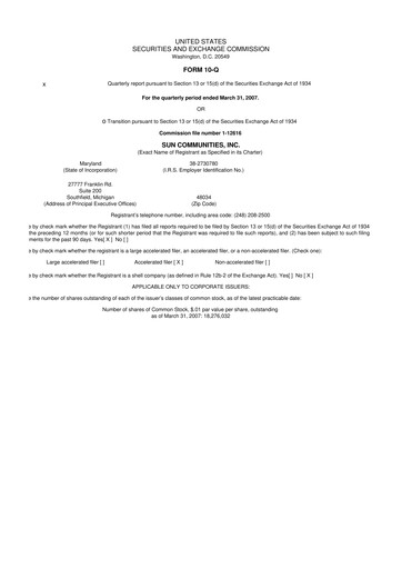 Thumbnail Sun Communities
 10-Q Quarterly Report FY 