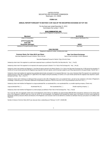 Thumbnail Sun Communities
 10-K Annual Report 