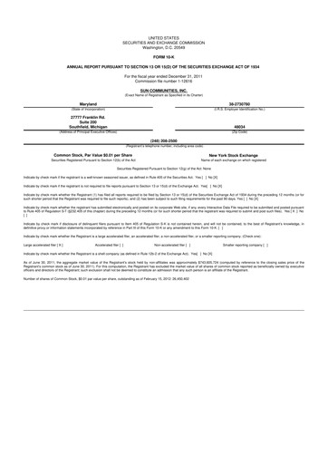 Thumbnail Sun Communities
 10-K Annual Report 