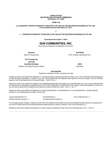 Thumbnail Sun Communities
 10-Q Quarterly Report FY2017 