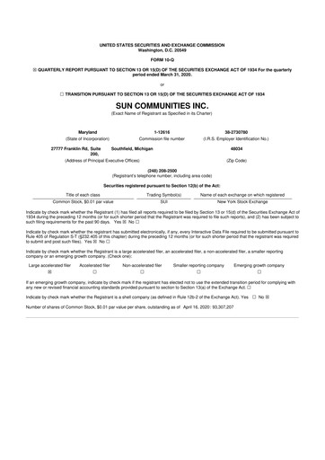 Thumbnail Sun Communities
 10-Q Quarterly Report FY2020 