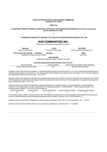 Thumbnail Sun Communities
 10-Q Quarterly Report FY2021 