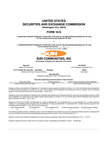 Thumbnail Sun Communities
 10-Q Quarterly Report FY2023 