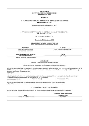 Thumbnail Mid-America Apartment Communities 10-Q Quarterly Report FY 