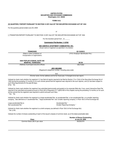 Thumbnail Mid-America Apartment Communities 10-Q Quarterly Report FY 