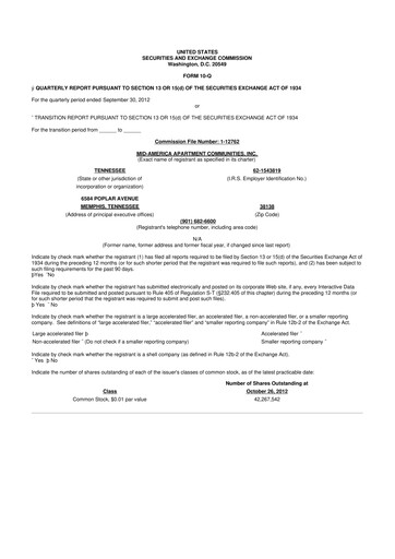Thumbnail Mid-America Apartment Communities 10-Q Quarterly Report FY2012 