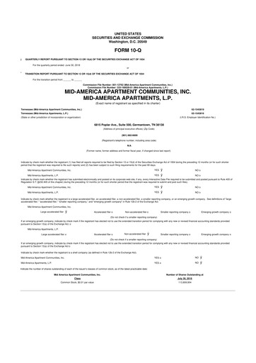 Thumbnail Mid-America Apartment Communities 10-Q Quarterly Report FY2018 