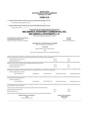 Thumbnail Mid-America Apartment Communities 10-Q Quarterly Report FY2018 