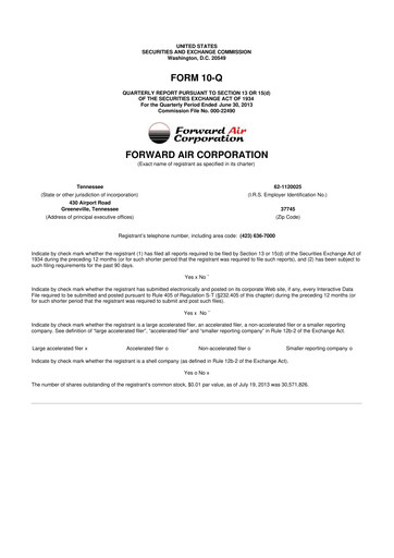 Thumbnail Forward Air 10-Q Quarterly Report FY2013 