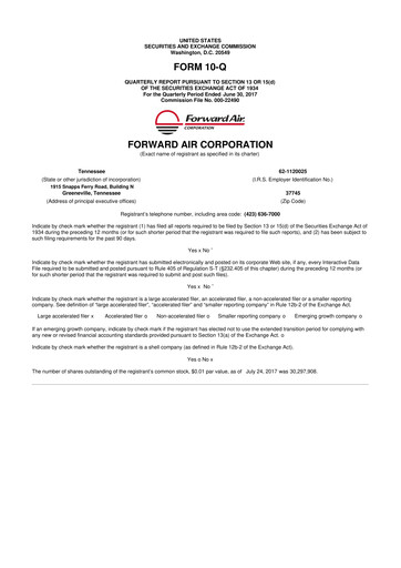 Thumbnail Forward Air 10-Q Quarterly Report FY2017 