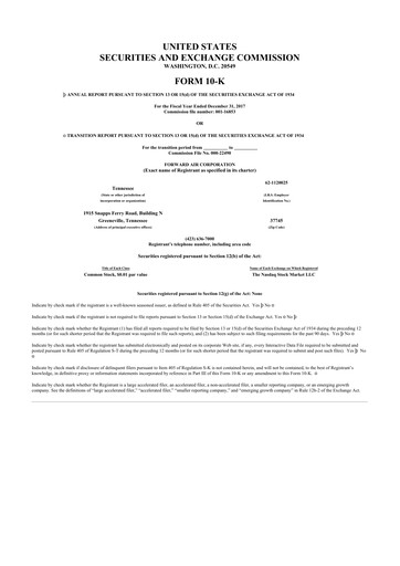 Thumbnail Forward Air 10-K Annual Report 2017