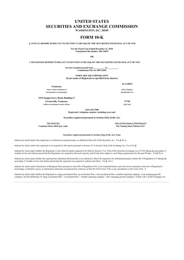 Thumbnail Forward Air 10-K Annual Report 2018