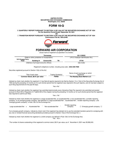 Thumbnail Forward Air 10-Q Quarterly Report FY2021 