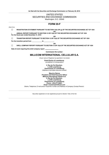 Thumbnail Millicom 20-F Annual Report 2018