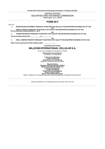 Thumbnail Millicom 20-F Annual Report 2019