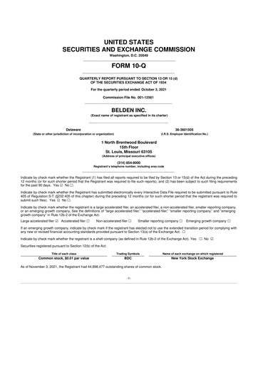 Thumbnail Belden 10-Q Quarterly Report FY2021 