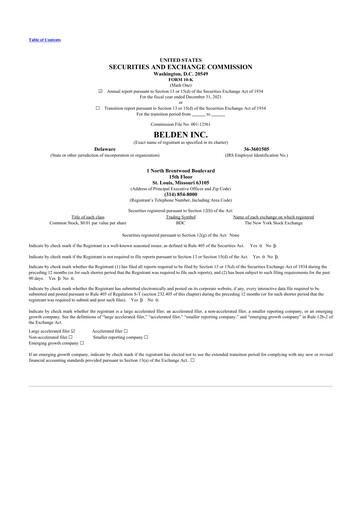 Thumbnail Belden 10-K Annual Report 2021