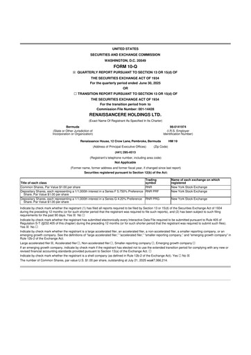 Vorschaubild RenaissanceRe
 10-Q Quartalsbericht 2025 