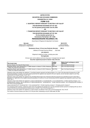 Thumbnail RenaissanceRe
 10-Q Quarterly Report FY2026 