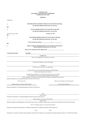 Thumbnail Frontline 20-F Annual Report 2013