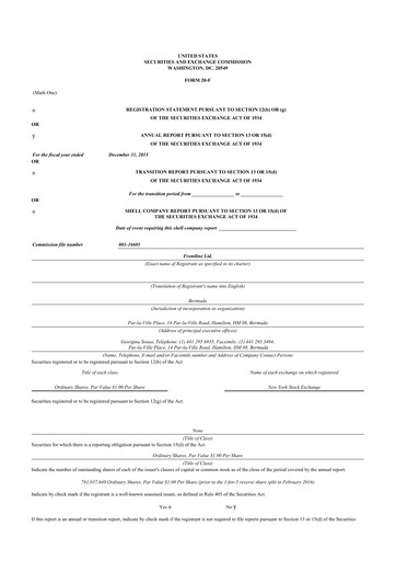 Thumbnail Frontline 20-F Annual Report 2015