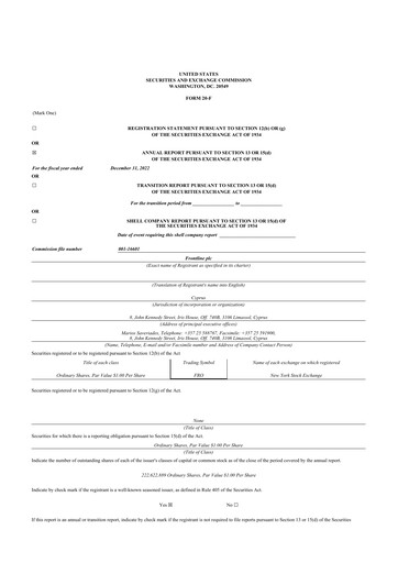 Thumbnail Frontline 20-F Annual Report 2022