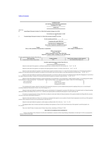 Thumbnail C&F Financial Corporation

 10-K Annual Report 2022