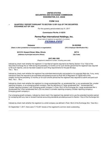 Thumbnail Perma-Pipe International 10-Q Quarterly Report FY 