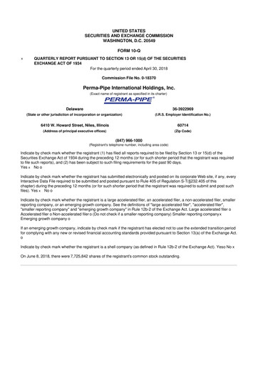 Thumbnail Perma-Pipe International 10-Q Quarterly Report FY 