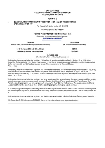 Thumbnail Perma-Pipe International 10-Q Quarterly Report FY 