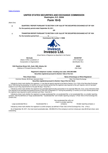 Vorschaubild Invesco
 10-Q Quartalsbericht 2011 