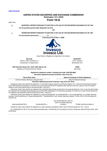 Vorschaubild Invesco
 10-Q Quartalsbericht 2012 