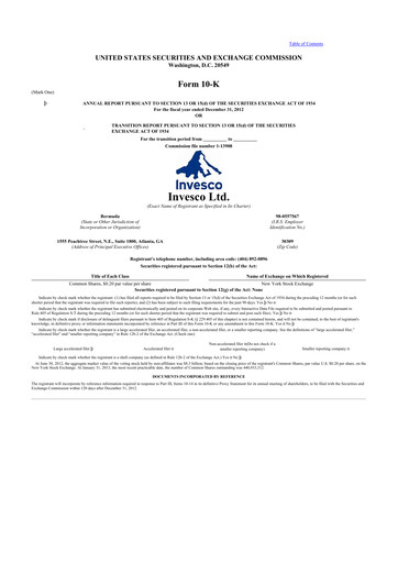 Thumbnail Invesco
 10-K Annual Report 2012