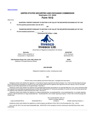 Vorschaubild Invesco
 10-Q Quartalsbericht 2013 