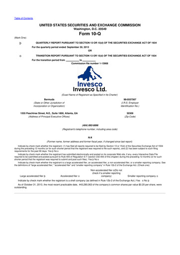 Vorschaubild Invesco
 10-Q Quartalsbericht 2013 