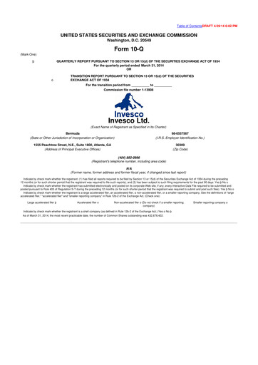 Vorschaubild Invesco
 10-Q Quartalsbericht 2014 