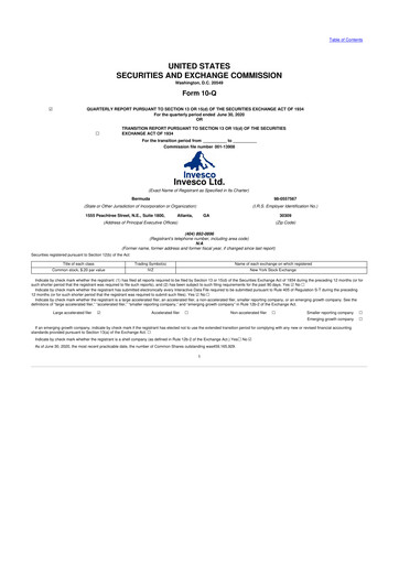 Vorschaubild Invesco
 10-Q Quartalsbericht 2020 