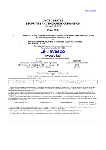 Vorschaubild Invesco
 10-Q Quartalsbericht 2022 