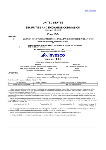 Thumbnail Invesco
 10-Q Quarterly Report FY 