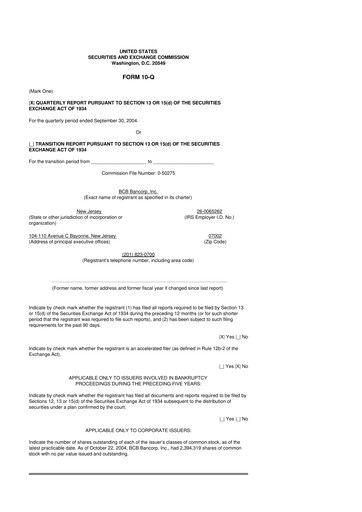 Thumbnail BCB Bancorp 10-Q Quarterly Report FY 