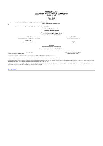 Thumbnail First Community Corporation 10-K Annual Report 
