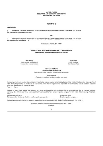 Thumbnail Peapack-Gladstone Financial 10-Q Quarterly Report FY 