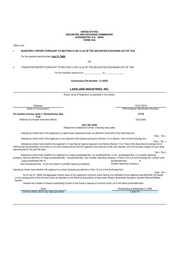 Thumbnail Lakeland Industries
 10-Q Quarterly Report FY 
