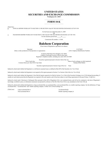 Thumbnail Balchem 10-K Annual Report 