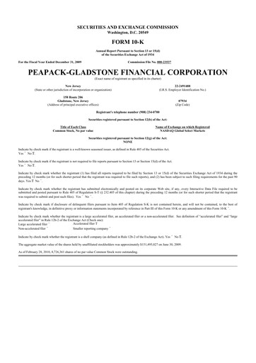 Thumbnail Peapack-Gladstone Financial 10-K Annual Report 