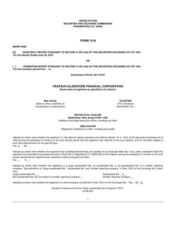 Thumbnail Peapack-Gladstone Financial 10-Q Quarterly Report FY 