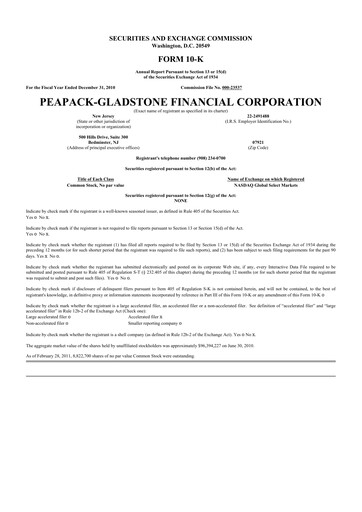 Thumbnail Peapack-Gladstone Financial 10-K Annual Report 